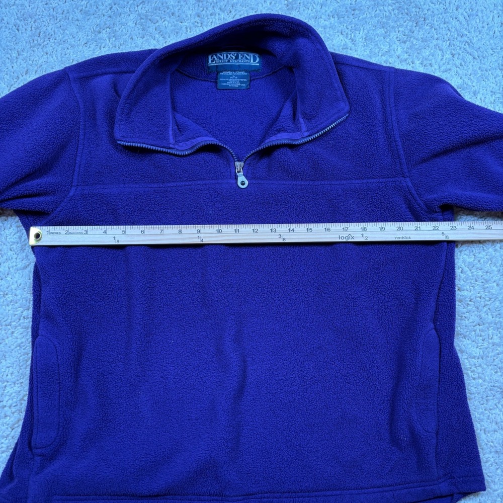 Lands End Purple Fleece 1/4 Zip Pullover Top‎ Women's L Polyester PolarTec - Picture 3 of 9